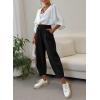 imageDokotoo Womens Cotton Baggy Wide Leg Pants Casual Elastic Waisted Loose Lounge Harem Pants with PocketsBlack