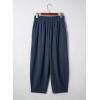 imageDokotoo Womens Cotton Baggy Wide Leg Pants Casual Elastic Waisted Loose Lounge Harem Pants with PocketsDirty Blue