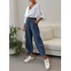 imageDokotoo Womens Cotton Baggy Wide Leg Pants Casual Elastic Waisted Loose Lounge Harem Pants with PocketsDirty Blue
