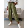 imageDokotoo Womens Cotton Baggy Wide Leg Pants Casual Elastic Waisted Loose Lounge Harem Pants with PocketsJungle Green