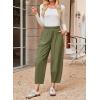 imageDokotoo Womens Cotton Baggy Wide Leg Pants Casual Elastic Waisted Loose Lounge Harem Pants with PocketsJungle Green