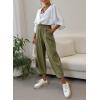 imageDokotoo Womens Cotton Baggy Wide Leg Pants Casual Elastic Waisted Loose Lounge Harem Pants with PocketsJungle Green