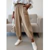 imageDokotoo Womens Cotton Baggy Wide Leg Pants Casual Elastic Waisted Loose Lounge Harem Pants with PocketsSmoke Gray