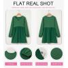 imageDokotoo Womens Fall Dresses 2025 Casual VNeck Long Sleeve Empire Waist Waffle Knit Mini Dress with PocketsGreen