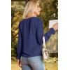 imageDokotoo Womens Fall Fashion 2025 Business Casual V Neck Long Sleeve Lace Trim Tops with Smocked Cuffs Loose BlousesNavy Blue