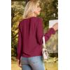 imageDokotoo Womens Fall Fashion 2025 Business Casual V Neck Long Sleeve Lace Trim Tops with Smocked Cuffs Loose BlousesRed Dahlia