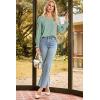 imageDokotoo Womens Fall Fashion 2025 Business Casual V Neck Long Sleeve Lace Trim Tops with Smocked Cuffs Loose BlousesSmoke Green