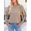 imageDokotoo Womens Fall Sweaters Casual Long Sleeve Crewneck Color Block Pullover Knit TopsBeige