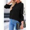 imageDokotoo Womens Fall Sweaters Casual Long Sleeve Crewneck Color Block Pullover Knit TopsBlack