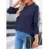 imageDokotoo Womens Fall Sweaters Casual Long Sleeve Crewneck Color Block Pullover Knit TopsBlue