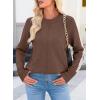 imageDokotoo Womens Fall Sweaters Casual Long Sleeve Crewneck Color Block Pullover Knit TopsBrown