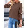 imageDokotoo Womens Fall Sweaters Casual Long Sleeve Crewneck Color Block Pullover Knit TopsBrown