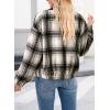 imageDokotoo Womens Flannel Plaid Shacket Jackets Corduroy Collar Long Sleeve Button Down Fleece Jackets Warm CoatBlack