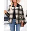imageDokotoo Womens Flannel Plaid Shacket Jackets Corduroy Collar Long Sleeve Button Down Fleece Jackets Warm CoatBlack