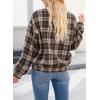 imageDokotoo Womens Flannel Plaid Shacket Jackets Corduroy Collar Long Sleeve Button Down Fleece Jackets Warm CoatDark Brown