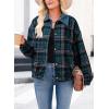 imageDokotoo Womens Flannel Plaid Shacket Jackets Corduroy Collar Long Sleeve Button Down Fleece Jackets Warm CoatSea Green