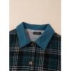 imageDokotoo Womens Flannel Plaid Shacket Jackets Corduroy Collar Long Sleeve Button Down Fleece Jackets Warm CoatSea Green
