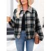 imageDokotoo Womens Flannel Plaid Shacket Jackets Corduroy Collar Long Sleeve Button Down Fleece Jackets Warm CoatSkobeloff