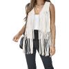 imageDokotoo Womens Fringe Vest 70s Hippie Costume Sleeveless Cowgirl Western Outfits Faux Suede Tassel Leather OuterwearBeige
