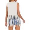 imageDokotoo Womens Fringe Vest 70s Hippie Costume Sleeveless Cowgirl Western Outfits Faux Suede Tassel Leather OuterwearBeige