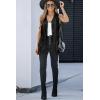 imageDokotoo Womens Fringe Vest 70s Hippie Costume Sleeveless Cowgirl Western Outfits Faux Suede Tassel Leather OuterwearBlack