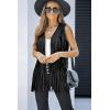 imageDokotoo Womens Fringe Vest 70s Hippie Costume Sleeveless Cowgirl Western Outfits Faux Suede Tassel Leather OuterwearBlack