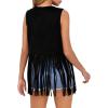 imageDokotoo Womens Fringe Vest 70s Hippie Costume Sleeveless Cowgirl Western Outfits Faux Suede Tassel Leather OuterwearBlack