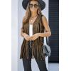 imageDokotoo Womens Fringe Vest 70s Hippie Costume Sleeveless Cowgirl Western Outfits Faux Suede Tassel Leather OuterwearBrown