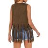 imageDokotoo Womens Fringe Vest 70s Hippie Costume Sleeveless Cowgirl Western Outfits Faux Suede Tassel Leather OuterwearBrown