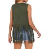 imageDokotoo Womens Fringe Vest 70s Hippie Costume Sleeveless Cowgirl Western Outfits Faux Suede Tassel Leather OuterwearGreen