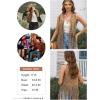 imageDokotoo Womens Fringe Vest 70s Hippie Costume Sleeveless Cowgirl Western Outfits Faux Suede Tassel Leather OuterwearKhaki