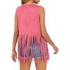 imageDokotoo Womens Fringe Vest 70s Hippie Costume Sleeveless Cowgirl Western Outfits Faux Suede Tassel Leather OuterwearPink