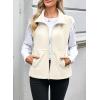 imageDokotoo Womens Full Zip Polar Fleece Vest Warm Winter Sleeveless Cardigan Lapel Collar Sherpa Coat Outerwear with PocketBeige