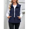 imageDokotoo Womens Full Zip Polar Fleece Vest Warm Winter Sleeveless Cardigan Lapel Collar Sherpa Coat Outerwear with PocketBlue