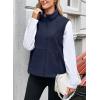 imageDokotoo Womens Full Zip Polar Fleece Vest Warm Winter Sleeveless Cardigan Lapel Collar Sherpa Coat Outerwear with PocketBlue
