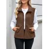 imageDokotoo Womens Full Zip Polar Fleece Vest Warm Winter Sleeveless Cardigan Lapel Collar Sherpa Coat Outerwear with PocketBrown