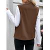 imageDokotoo Womens Full Zip Polar Fleece Vest Warm Winter Sleeveless Cardigan Lapel Collar Sherpa Coat Outerwear with PocketBrown