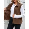 imageDokotoo Womens Full Zip Polar Fleece Vest Warm Winter Sleeveless Cardigan Lapel Collar Sherpa Coat Outerwear with PocketBrown