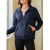 imageDokotoo Womens Lightweight Full Zip Soft Fleece Jacket 2025 Casual Sweatshirts Coat with PocketsBlue