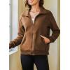 imageDokotoo Womens Lightweight Full Zip Soft Fleece Jacket 2025 Casual Sweatshirts Coat with PocketsChestnut