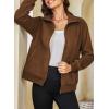 imageDokotoo Womens Lightweight Full Zip Soft Fleece Jacket 2025 Casual Sweatshirts Coat with PocketsChestnut