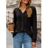 imageDokotoo Womens Long Sleeve Tops Ruffle V Neck Shirts Dressy Casual Blouses Fall Clothes 2025Black