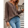 imageDokotoo Womens Long Sleeve Tops Ruffle V Neck Shirts Dressy Casual Blouses Fall Clothes 2025Dark Brown