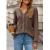 imageDokotoo Womens Long Sleeve Tops Ruffle V Neck Shirts Dressy Casual Blouses Fall Clothes 2025Dark Brown