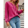 imageDokotoo Womens Long Sleeve Tops Ruffle V Neck Shirts Dressy Casual Blouses Fall Clothes 2025Rose Red