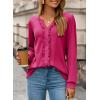 imageDokotoo Womens Long Sleeve Tops Ruffle V Neck Shirts Dressy Casual Blouses Fall Clothes 2025Rose Red