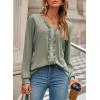 imageDokotoo Womens Long Sleeve Tops Ruffle V Neck Shirts Dressy Casual Blouses Fall Clothes 2025Smoke Green