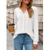 imageDokotoo Womens Long Sleeve Tops Ruffle V Neck Shirts Dressy Casual Blouses Fall Clothes 2025White