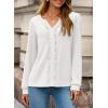 imageDokotoo Womens Long Sleeve Tops Ruffle V Neck Shirts Dressy Casual Blouses Fall Clothes 2025White