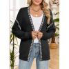 imageDokotoo Womens Oversized Cardigan Sweaters Casual Coats Long Sleeve Button Front Stripes Trim Fall OutfitsBlack